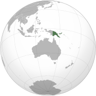 Mapa pokazuje poziciju Papue Nove Gvineje