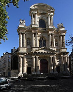 The St-Gervais-et-St-Protais Church in Paris presents columns of the three orders: Doric at the ground floor, Ionic at the second floor, Corinthian at the third floor. Paris-St Gervais-104-2017-gje.jpg