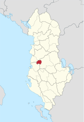 Peklin ilçesinin Arnavutluk'taki konumu