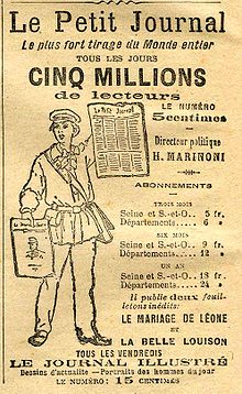 French newspaper hawker, 1899 PetitJournal1899.jpg