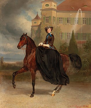 Franz Adam und Carl Theodor von Piloty: Elisabeth in Bayern zu Pferde, 1853