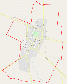 Mapa konturowa Pogorzeli, w centrum znajduje się punkt z opisem „Pomnik Powstańców Wielkopolskich”