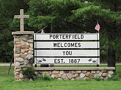 Porterfield Marinette Co. Wisconsin - Welcome sign.JPG