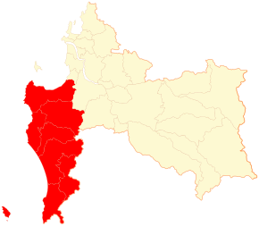 Provincie Arauco na mapě regionu Bío-Bío