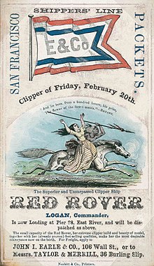 The second Red Rover Clipper ship, her sailing card RED ROVER Clipper ship sailing card.jpg