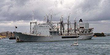 RFA A75 Tidespring moored at Gosport in 1979