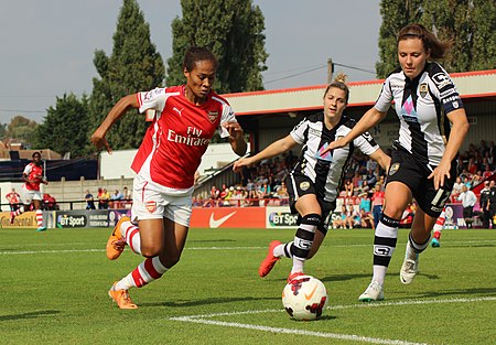 Arsenal v Notts County in 2014 Rachel Yankey Rachel Corsie Arsenal Ladies Vs Notts County (18425487161).jpg