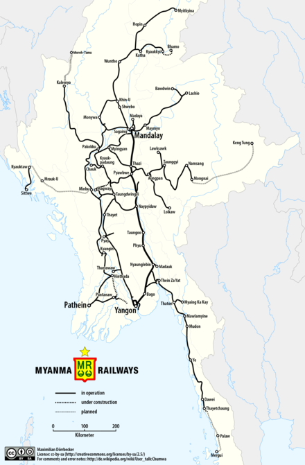 Myanmar railway map
