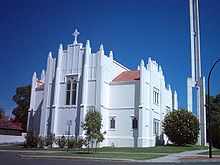 St Marys Anglican Church, South Perth, Western Australia, designed by GH Parry Rear St Marys SthPerth.JPG