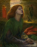 Beata Beatrix (circa 1863-1864, model: Elizabeth Siddal, geschilderd een jaar na haar dood)