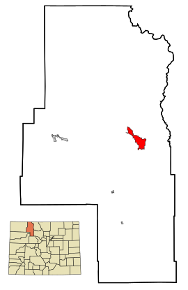 Routt County Colorado Incorporated and Unincorporated areas Steamboat Springs Highlighted.svg