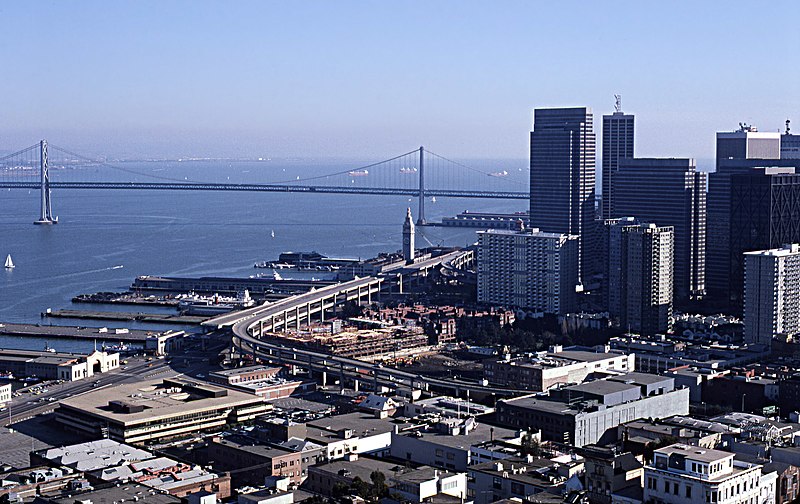 File:San Francisco Skyline with Embarcadero Feb 1982.jpg