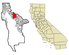 San Mateo County California Incorporated and Unincorporated areas San Mateo Highlighted.svg