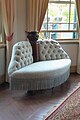 A seat downstairs at the Hassam House in the Sōraku-en garden.