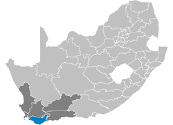 Karte de Sud Afrika montra Overberg in West Kabe