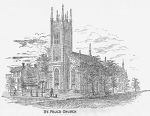 Engraving of the current church in 1876 St Pauls New Downsampled.png