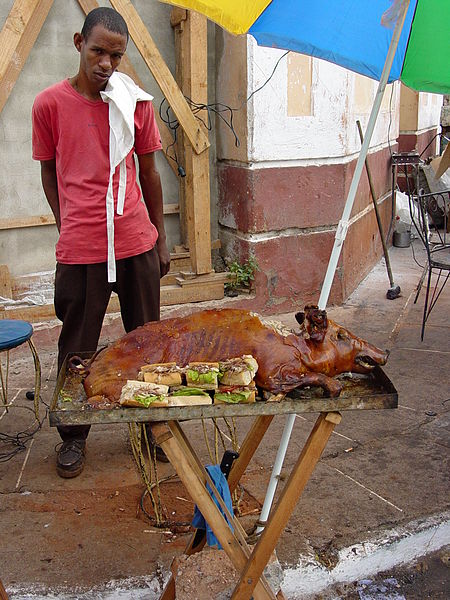 File:Street Vendor with Barbecued Pig - Santiago de Cuba - Cuba.jpg