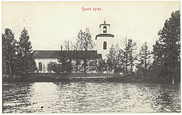 Sunne kirke på et postkort fra 1914.