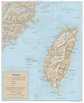 Карта рельефа Тайваня