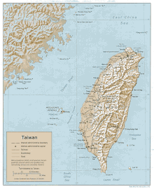 A relief map of Taiwan