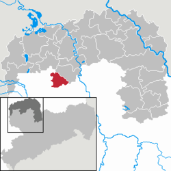 Elhelyezkedése Szászország térképén