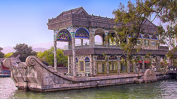 The Marble Boat, a lakeside pavilion in the Summer Palace in Beijing, China