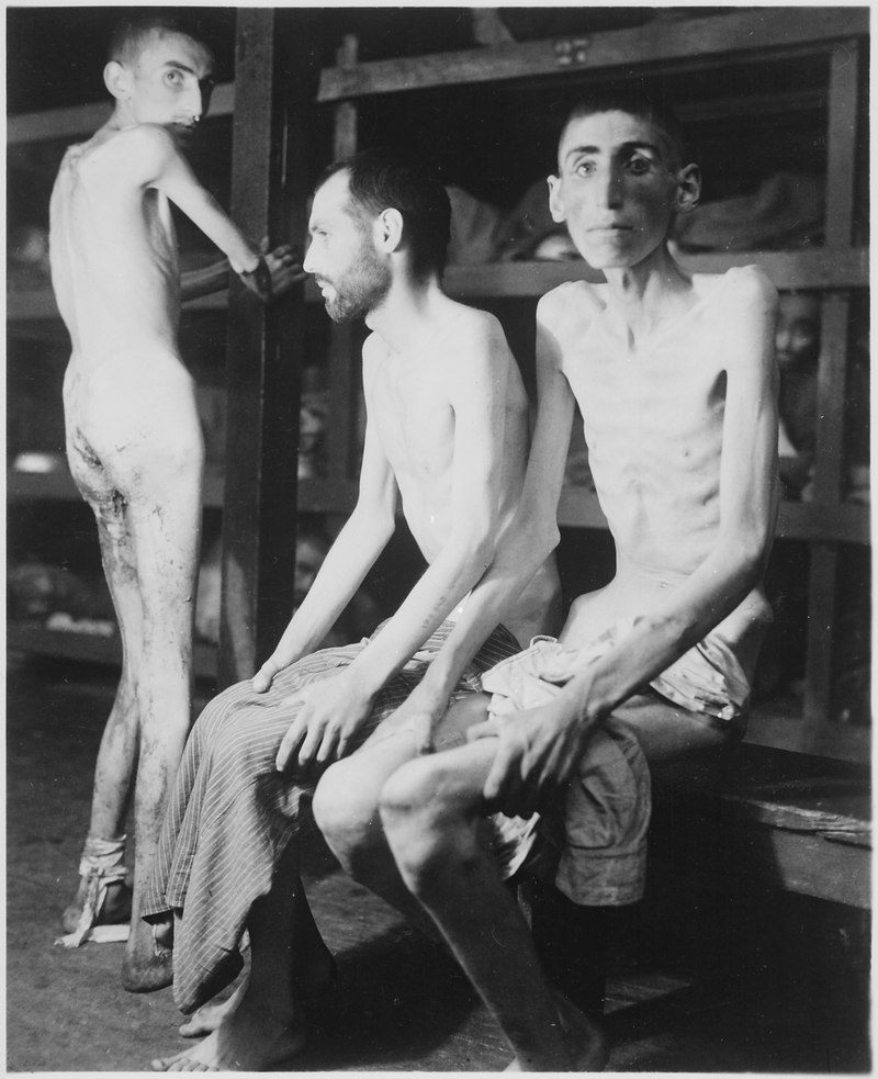 These Russian, Polish, and Dutch slave laborers interned at the Buchenwald concentration camp averaged 160 pounds... - NARA - 531267.tif
