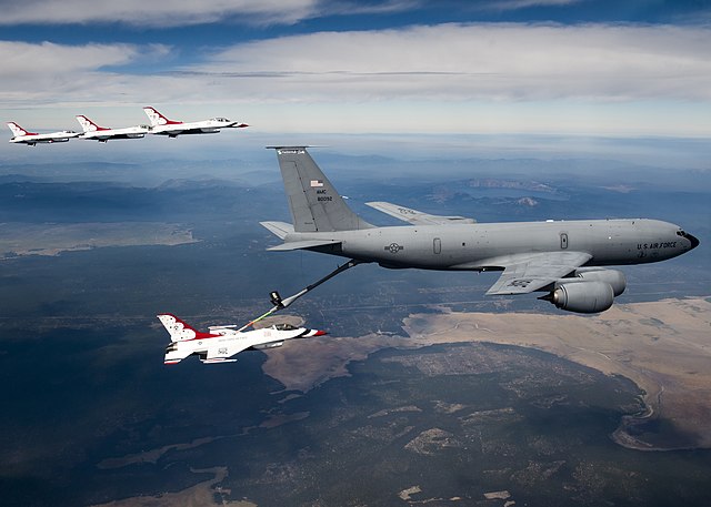 92nd Air Refueling Wing kC-135 Stratotanker refueling the Thunderbirds