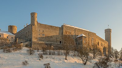 Die Toompea-kasteel in Tallinn, wat die parlement van Estland huisves, afgeneem in 2014.