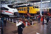 NedTrain facilities, showing outsourced ICE train under maintenance Trains Nederlandse Spoorwegen.jpg