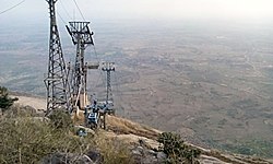 The ropeway in 2015 Trikut pahar ropeway.jpg