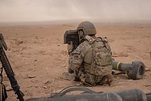 A US Special Forces soldier using a Javelin's CLU to spot ISIL targets in Syria, 11 October 2018 US Army Special Forces soldier javelin Syria.jpg