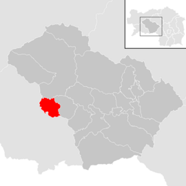 Poloha obce Unzmarkt-Frauenburg  v okrese Amstetten (klikacia mapa)