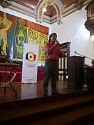 Usuario Edjoerv cerrando la celebración de Wikipedia 15 en Ecuador.JPG