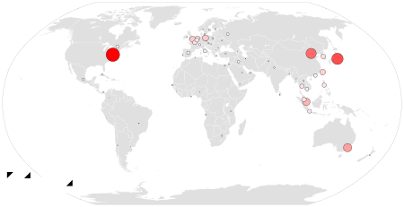 A map of Vietnamese export destinations, 2004 Vietnamese-Exports-2004.svg