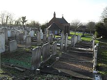 Meadowview Jewish Cemetery, opened in 1919, has its own chapel. View across Meadowview Jewish Cemetery, Brighton (from Northeast).JPG