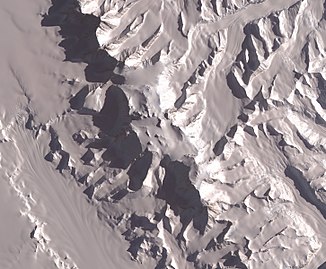 The central part of the mountains with Vinson Plateau, NASA satellite image