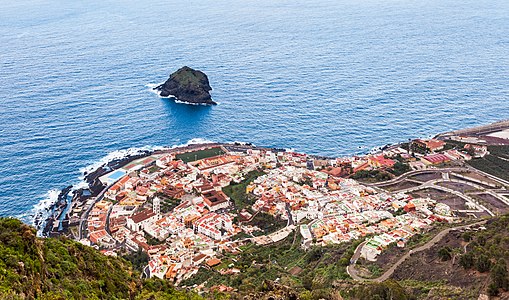 View of Roque de Garachico and the homonymous village, Island of Tenerife, Canary Islands, Spain