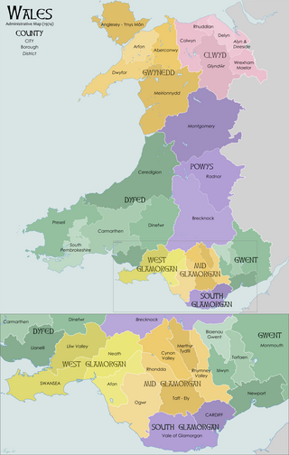 <span class="mw-page-title-main">Districts of Wales</span> Former second-tier subdivision in Wales