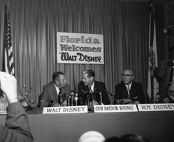Walt, then Florida Governor Hayden Burns, and Roy announcing the plans for Disney World