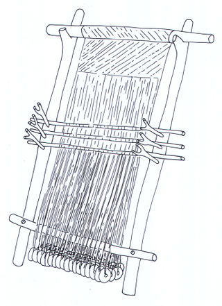 <span class="mw-page-title-main">Warp-weighted loom</span> Ancient form of loom In which the warp threads hang vertically and are held taut with weights