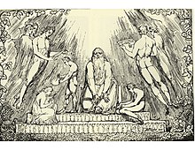 Enoch walked with God; then was no more, because God took him (Genesis 5:24) (1807 lithograph by William Blake) William Blake Enoch Lithograph 1807.jpg