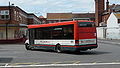 English: Wilts & Dorset 2614 (R614 NFX), an Optare Solo, reversing off the stand in Salisbury bus station, Salisbury, Wiltshire, on route 29.