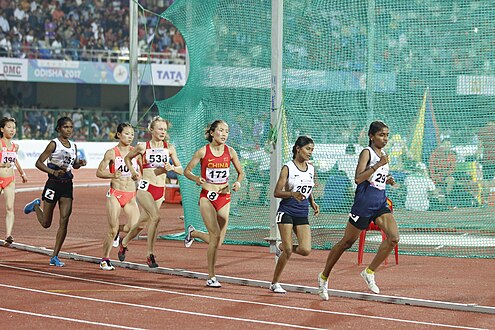 The race underway Women's 10000m L.Suriya And Sanjivani Jadhav of India In Action.jpg