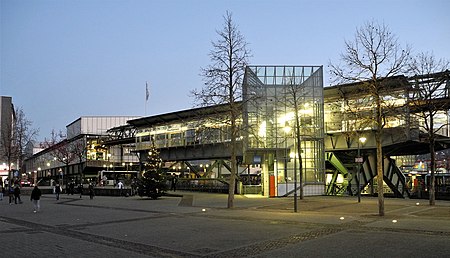 Wuppertal. Schwebebahn Station und Wagenhalle Oberbarmen, von NW