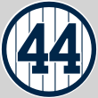 Reggie Jackson's number 44 was retired by the New York Yankees in 1993. YankeesRetired44.svg