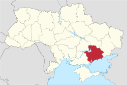 Zaporižžjan alueen sijainti Ukrainan kartalla