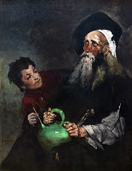 File:(Toulouse) Lazarillo de Tormes et son maître aveugle (l'aveugle à la cruche verte et l'enfant) - Théodule Ribot - Cleveland Museum of Art, Ohio, U.S.A.jpg