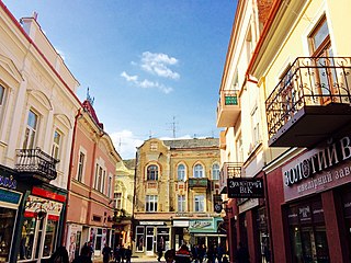 Korzo Street in the Historical center of Uzhhorod