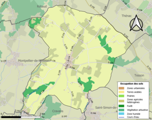 Barevná mapa znázorňující využití půdy.